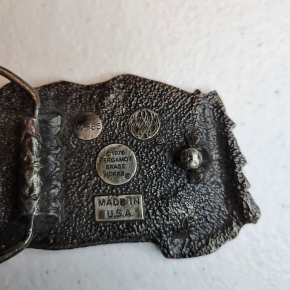 Bergamot Brass Works Vintage 70s Ski 2D Buckle & Leather Belt Men's - Picture 9 of 13